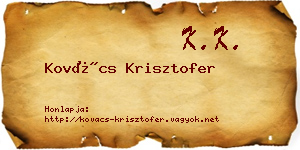 Kovács Krisztofer névjegykártya